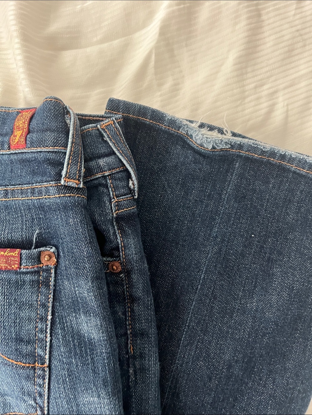 7 For All Mankind Dark Blue Boot Cut Jeans - Picture 3 of 3